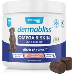 Vetnique Labs Dermabliss Omega & Skin Salmon Flavored Soft Chew Skin & Coat Supplement For Dogs