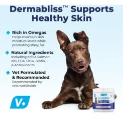 Vetnique Labs Dermabliss Omega & Skin Salmon Flavored Soft Chew Skin & Coat Supplement For Dogs -Pet Wellness 358579 PT2. AC SS1800 V1698094593