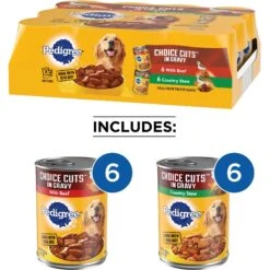 Pedigree Choice Cuts In Gravy Beef & Country Stew Adult Canned Wet Dog Food Variety Pack -Pet Wellness 361347 PT2. AC SS1800 V1642026470