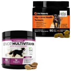 PetHonesty Duck Flavored Soft Chews Multivitamin For Senior Dogs & PetHonesty Hip + Joint Health Turmeric Pumpkin & Coconut Flavored Soft Chews Joint Supplement For Dogs