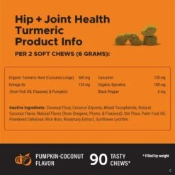 PetHonesty Duck Flavored Soft Chews Multivitamin For Senior Dogs & PetHonesty Hip + Joint Health Turmeric Pumpkin & Coconut Flavored Soft Chews Joint Supplement For Dogs -Pet Wellness 365449 PT6. AC SS1800 V1677605564