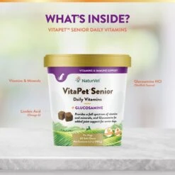 NaturVet VitaPet Senior Daily Vitamins Plus Glucosamine Dog Supplement & Blue Buffalo Life Protection Formula Senior Chicken & Brown Rice Recipe Dry Dog Food -Pet Wellness 365450 PT8. AC SS1800 V1644019582