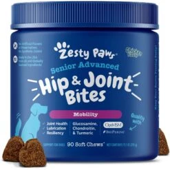 Zesty Paws Advanced Mobility Bites Chicken Flavored Soft Chews Glucosamine Hip & Joint Supplement For Senior Dogs & Zesty Paws Hemp Elements Mobility OraStix Peppermint Flavored Dog Dental Chews -Pet Wellness 365485 PT5. AC SS1800 V1703799194