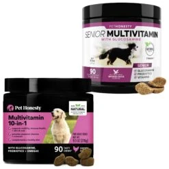 PetHonesty Duck Flavored Soft Chews Multivitamin For Senior Dogs & PetHonesty Multivitamin 10-in-1 Chicken Flavored Soft Chews Multivitamin For Dogs