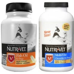 Nutri-Vet Fish Oil Softgels Skin & Coat Supplement For Dogs & Nutri-Vet Multi-Vite Chewable Tablets Multivitamin For Dogs