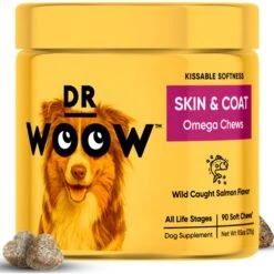 Dr Woow Omega Chews Skin & Coat Salmon Flavored Supplement For Dogs, 90-count