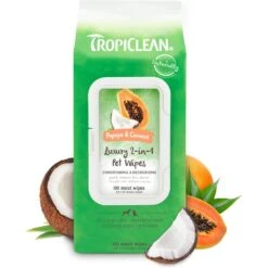 TropiClean Papaya & Coconut Luxury 2-in-1 Pet Wipes