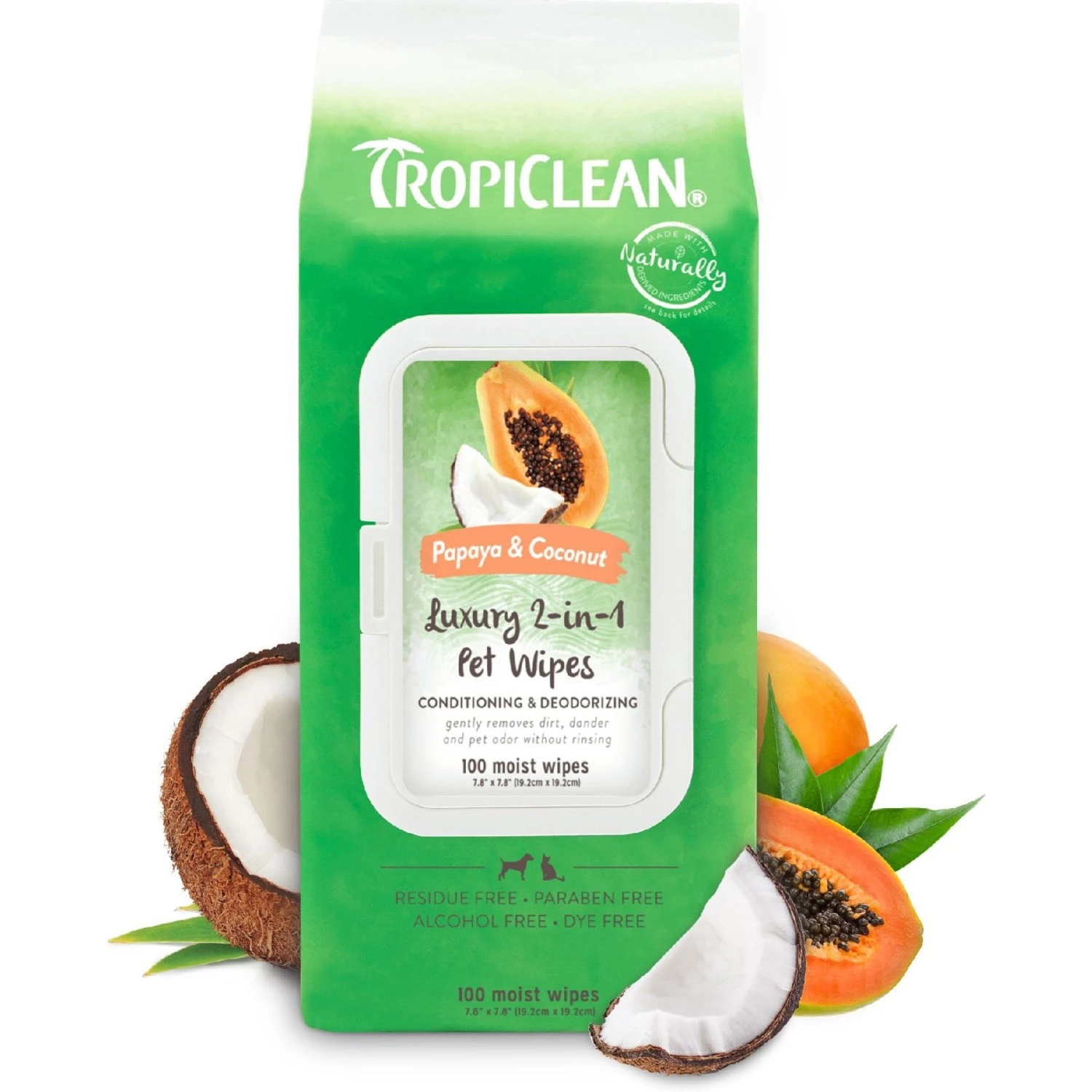 TropiClean Papaya & Coconut Luxury 2-in-1 Pet Wipes 1 TropiClean Papaya & Coconut Luxury 2-in-1 Pet Wipes