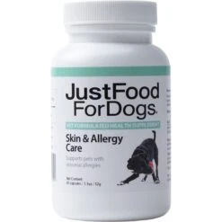 JustFoodForDogs Skin & Allergy Care Capsule Skin & Coat Supplement For Dogs, 60 Count