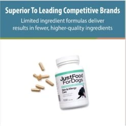 JustFoodForDogs Skin & Allergy Care Capsule Skin & Coat Supplement For Dogs, 60 Count -Pet Wellness 367574 PT3. AC SS1800 V1681396398