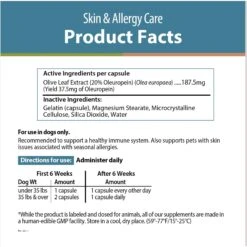 JustFoodForDogs Skin & Allergy Care Capsule Skin & Coat Supplement For Dogs, 60 Count -Pet Wellness 367574 PT4. AC SS1800 V1681395797