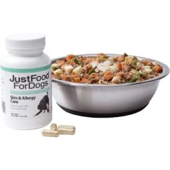 JustFoodForDogs Skin & Allergy Care Capsule Skin & Coat Supplement For Dogs, 60 Count -Pet Wellness 367574 PT8. AC SS1800 V1646785904