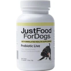 JustFoodForDogs Probiotic Live Capsule Digestive Supplement For Dogs, 60 Count
