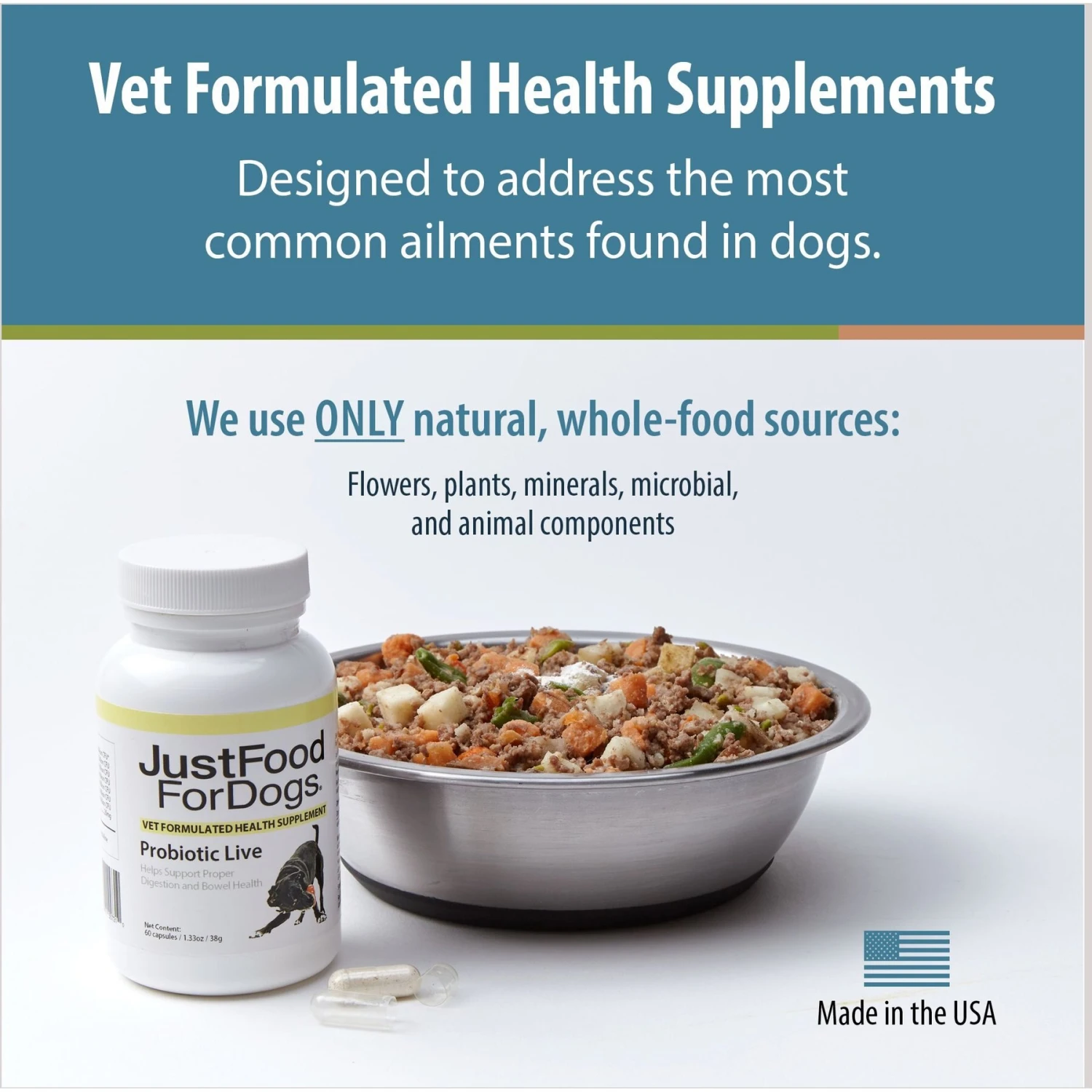 JustFoodForDogs Probiotic Live Capsule Digestive Supplement For Dogs, 60 Count 2 JustFoodForDogs Probiotic Live Capsule Digestive Supplement For Dogs, 60 Count - Image 2