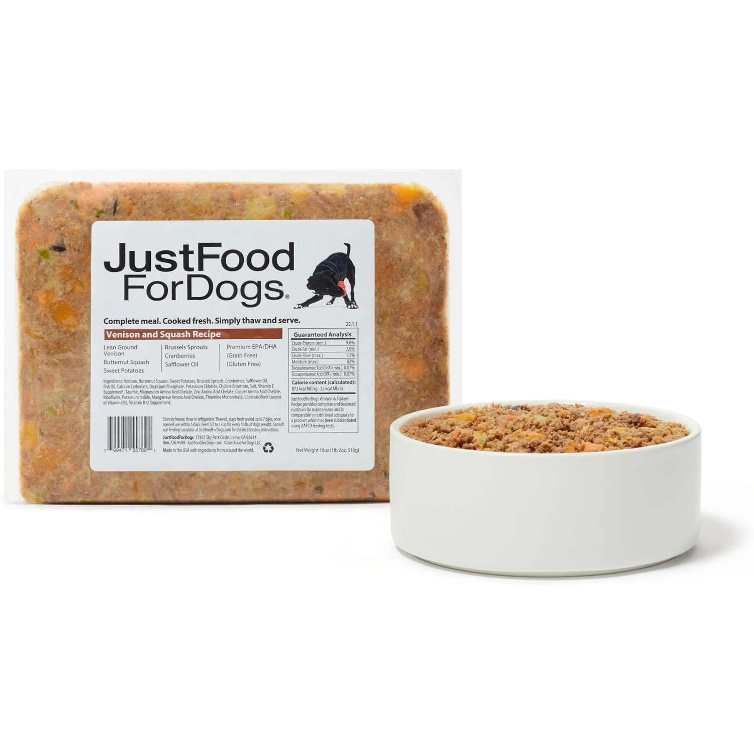 JustFoodForDogs Venison & Squash Recipe Frozen Human-Grade Fresh Dog Food 1 JustFoodForDogs Venison & Squash Recipe Frozen Human-Grade Fresh Dog Food