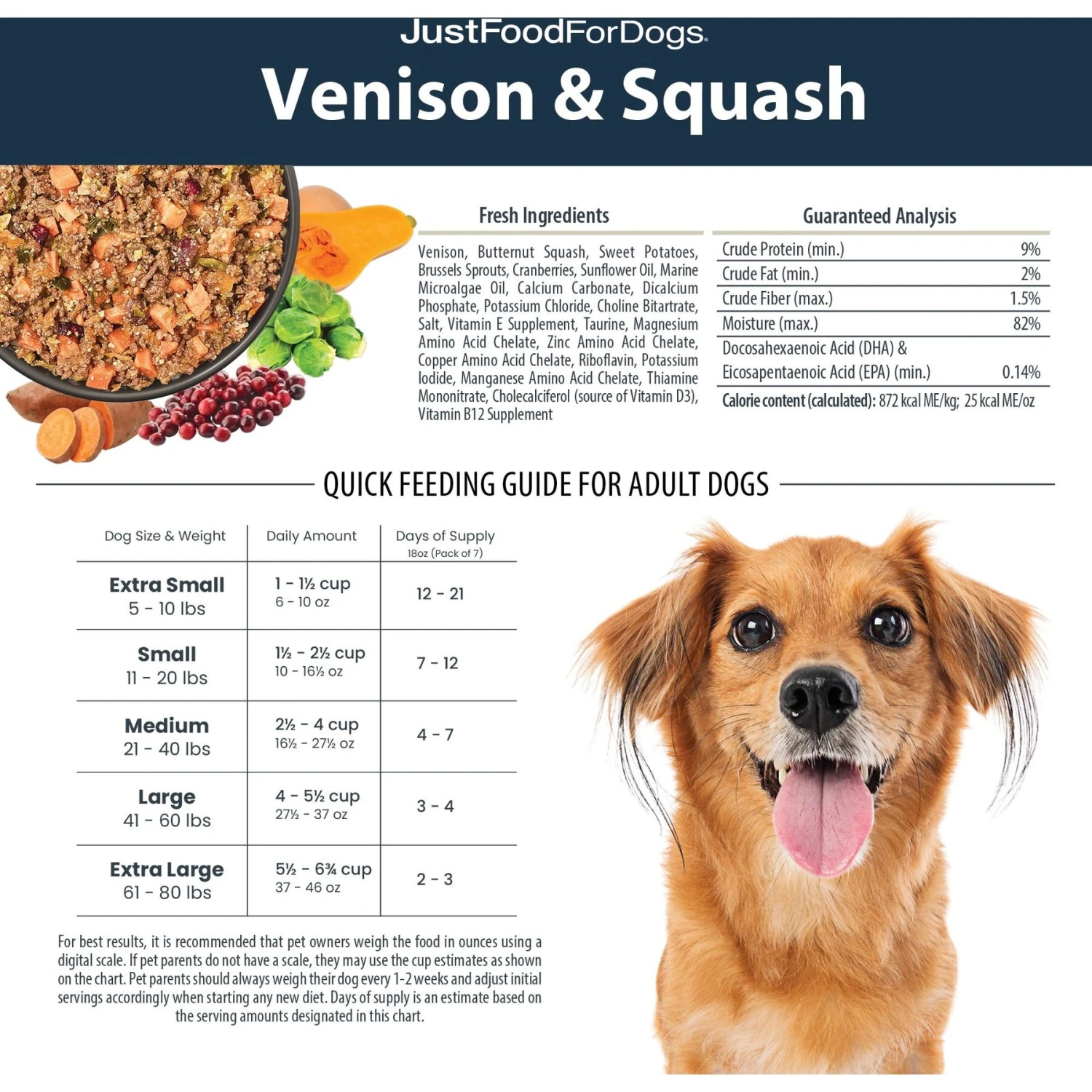 JustFoodForDogs Venison & Squash Recipe Frozen Human-Grade Fresh Dog Food 7 JustFoodForDogs Venison & Squash Recipe Frozen Human-Grade Fresh Dog Food - Image 7