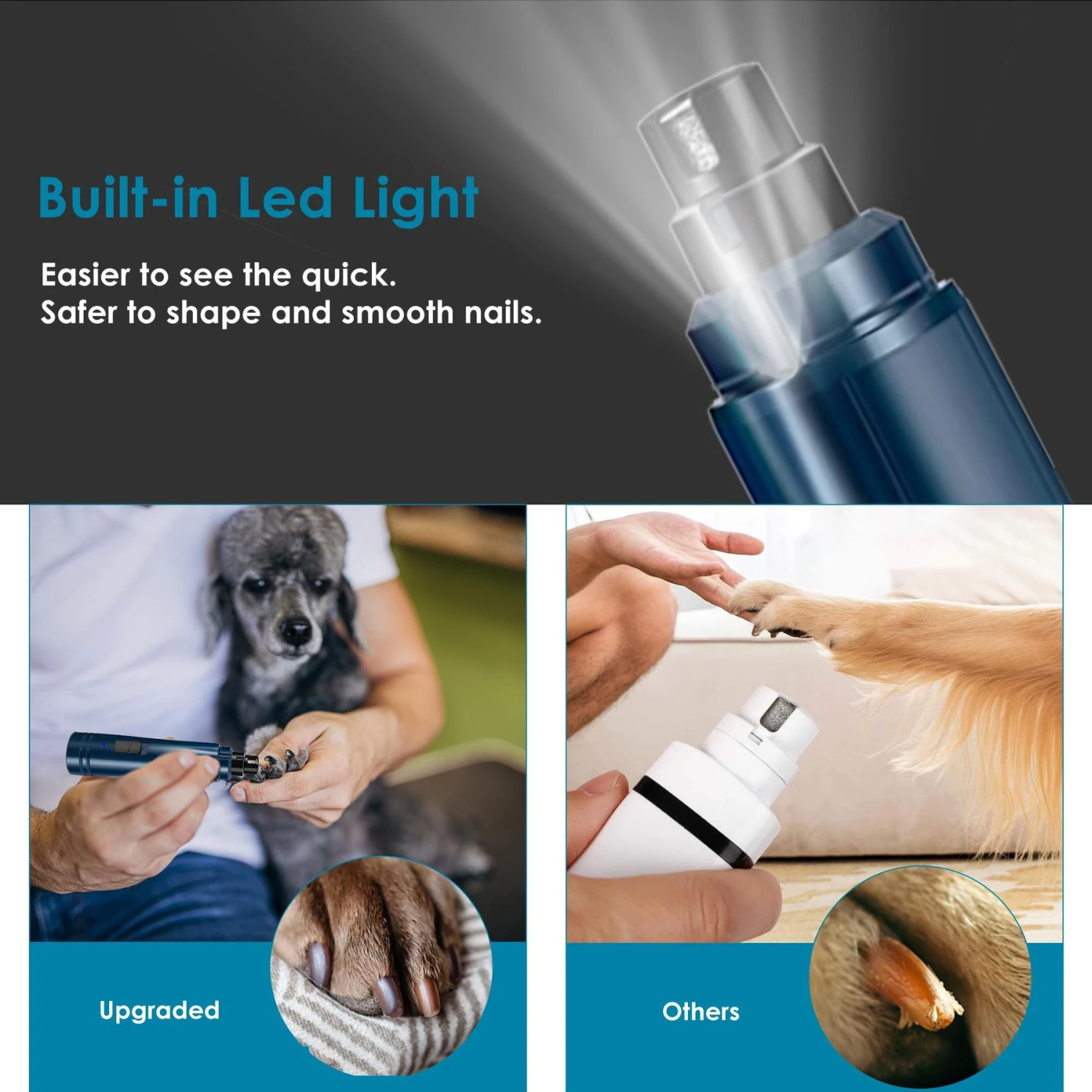 Casfuy LED Light Electric Dog & Cat Nail Grinder 2 Casfuy LED Light Electric Dog & Cat Nail Grinder - Image 2