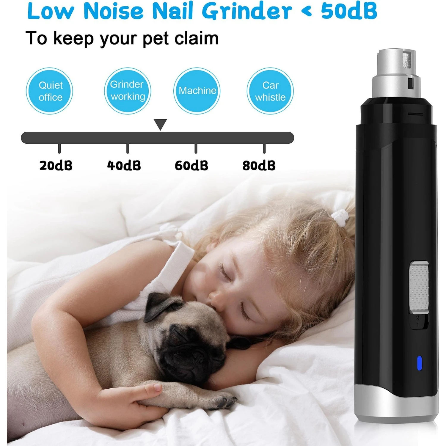 Casfuy Dog & Cat Nail Care Rechargeable Grinder, Black 5 Casfuy Dog & Cat Nail Care Rechargeable Grinder, Black - Image 5