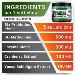 StrellaLab Green Grass Digestion & Urinary Health Chews Dog Supplement, 120 Count -Pet Wellness 372326 PT5. AC SS1800 V1647637896