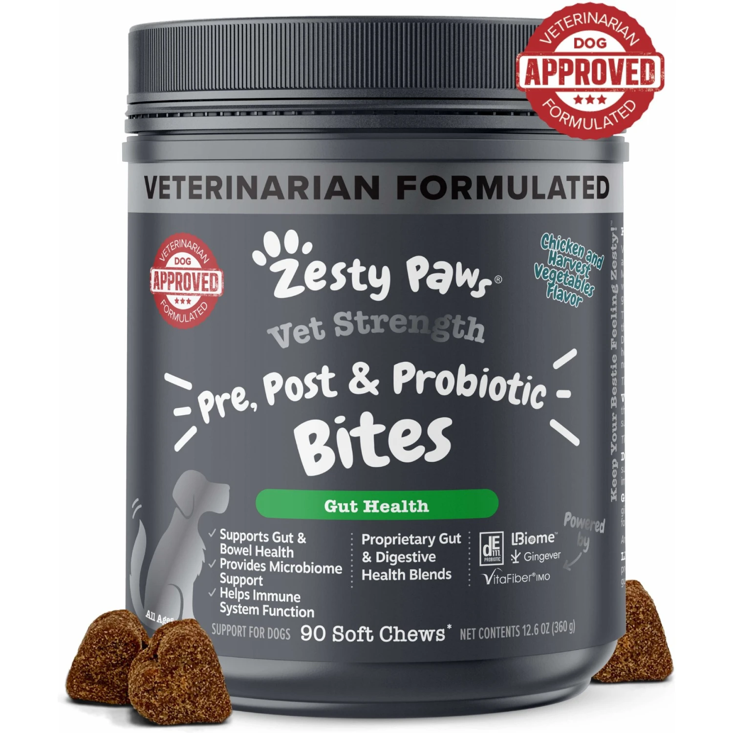 Zesty Paws Vet Strength Pre, Post, & Probiotic Soft Chews Gut Flora & Digestive Supplement For Dogs 1 Zesty Paws Vet Strength Pre, Post, & Probiotic Soft Chews Gut Flora & Digestive Supplement For Dogs