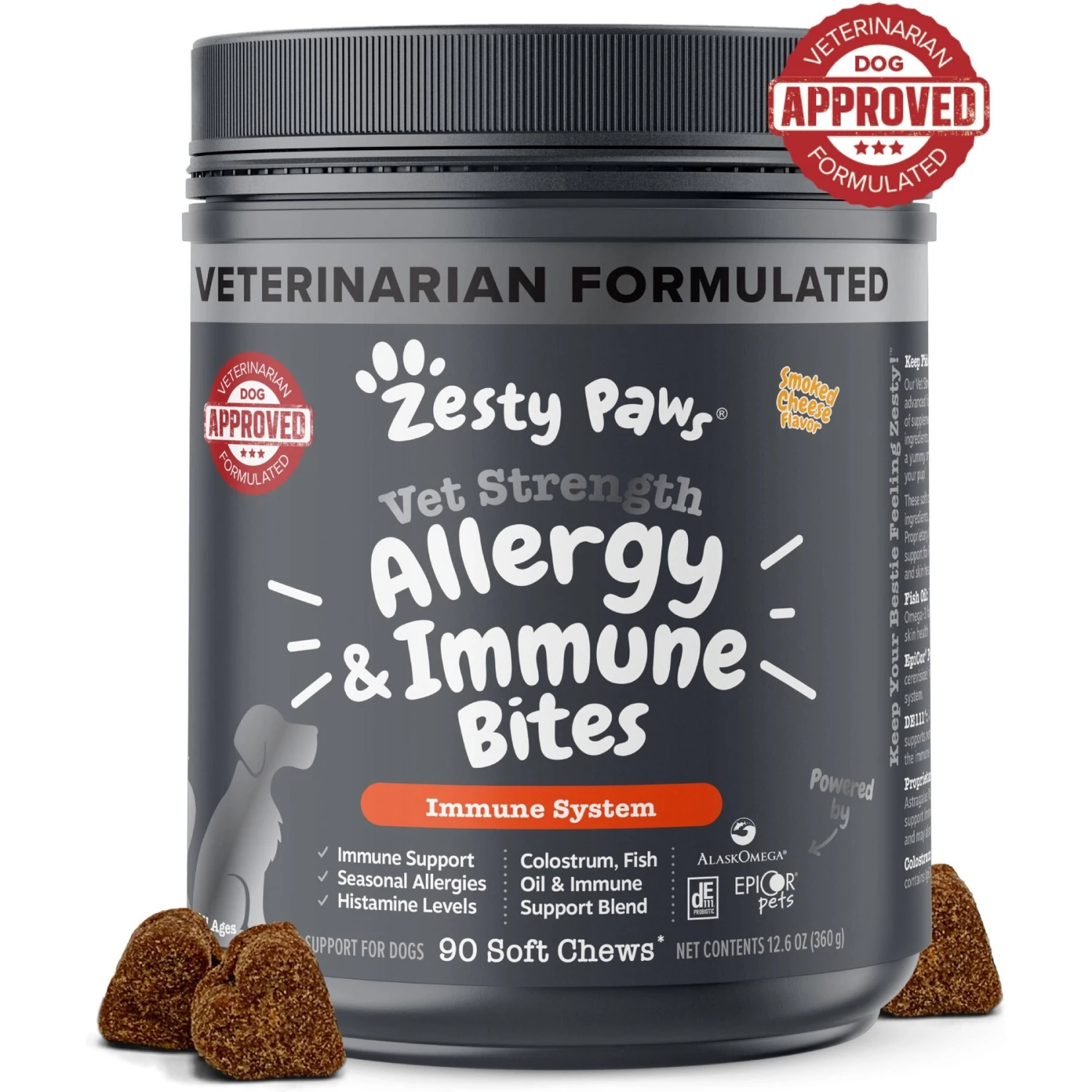 Zesty Paws Vet Strength Allergy & Immune Bites Soft Chews Fish Oil Supplement For Dogs 1 Zesty Paws Vet Strength Allergy & Immune Bites Soft Chews Fish Oil Supplement For Dogs