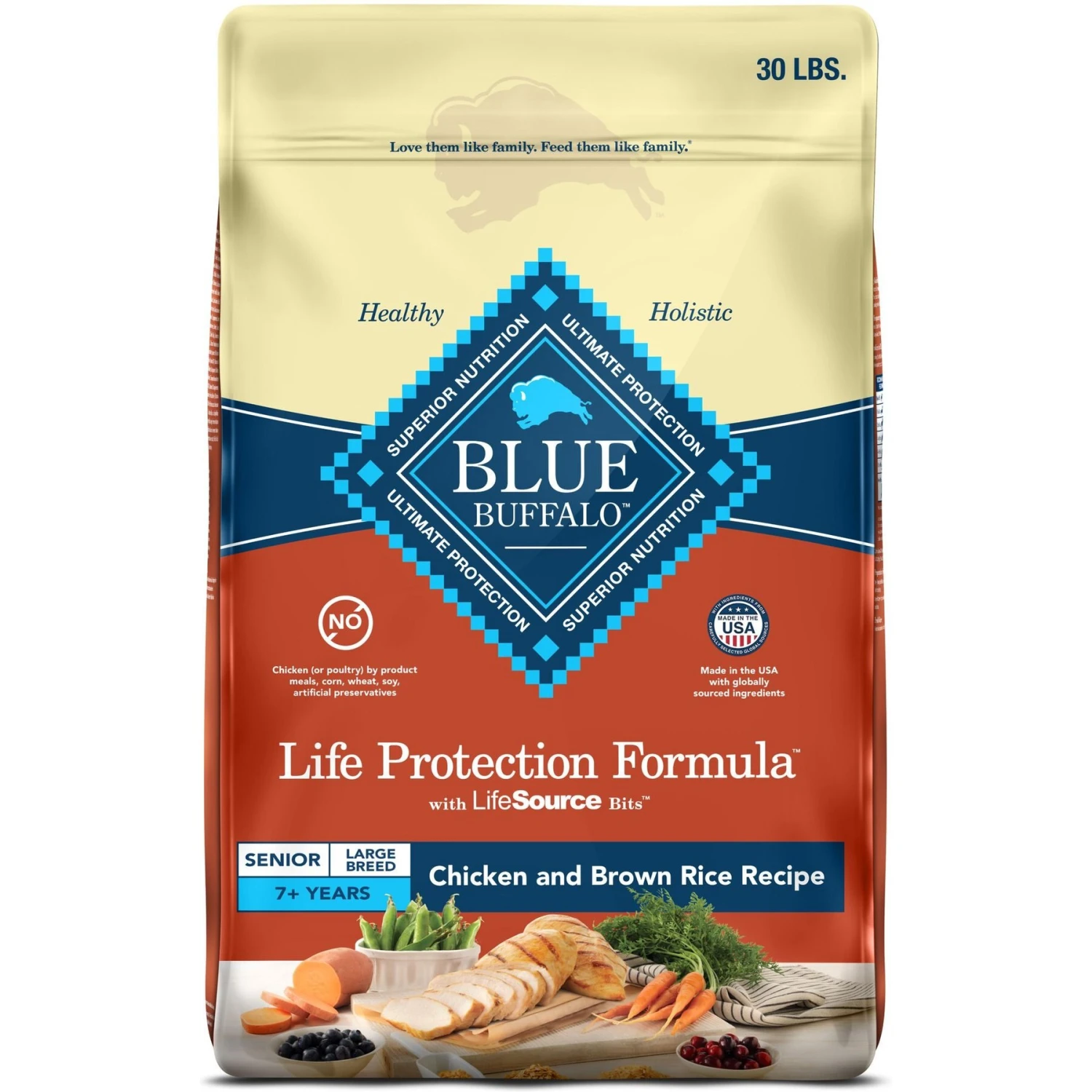 Blue Buffalo Life Protection Formula Large Breed Senior Chicken & Brown Rice Recipe Dry Dog Food 1 Blue Buffalo Life Protection Formula Large Breed Senior Chicken & Brown Rice Recipe Dry Dog Food