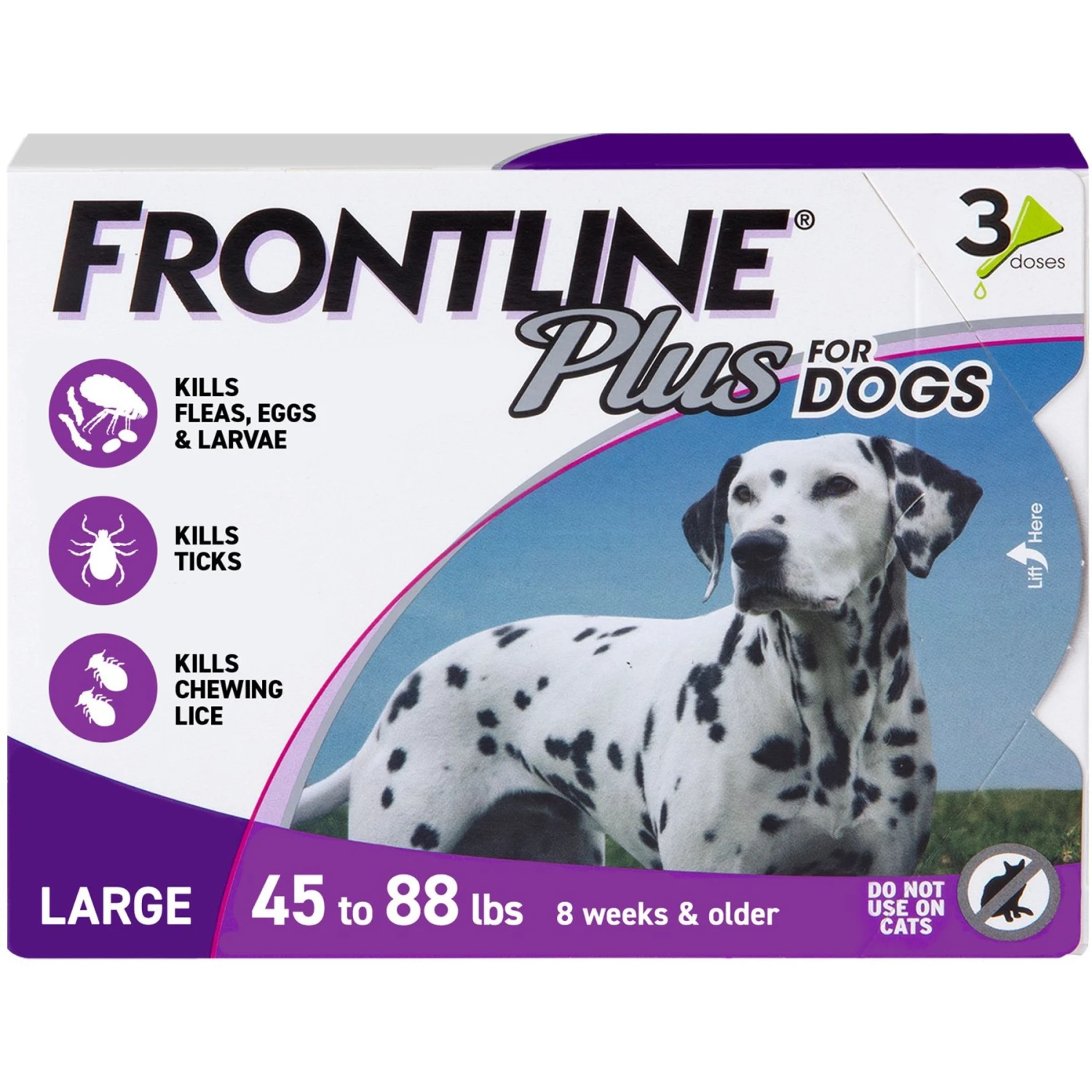 Frontline Plus Flea & Tick Spot Treatment For Large Dogs, 45-88 Lbs 1 Frontline Plus Flea & Tick Spot Treatment For Large Dogs, 45-88 Lbs
