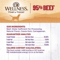 Wellness Ninety-Five Percent Beef Grain-Free Canned Dog Food Topper -Pet Wellness 49195 PT4. AC SS1800 V1657657680