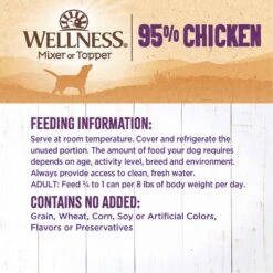 Wellness Ninety-Five Percent Chicken Grain-Free Natural Canned Dog Food -Pet Wellness 49196 PT5. AC SS1800 V1657657679