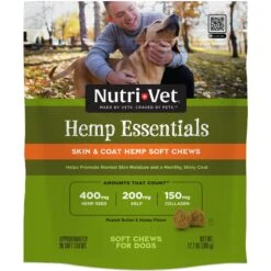 Nutri-Vet Hemp Peanut Butter & Honey Flavor Skin & Coat Soft Chew Supplement For Adult Dogs, 12.7-oz