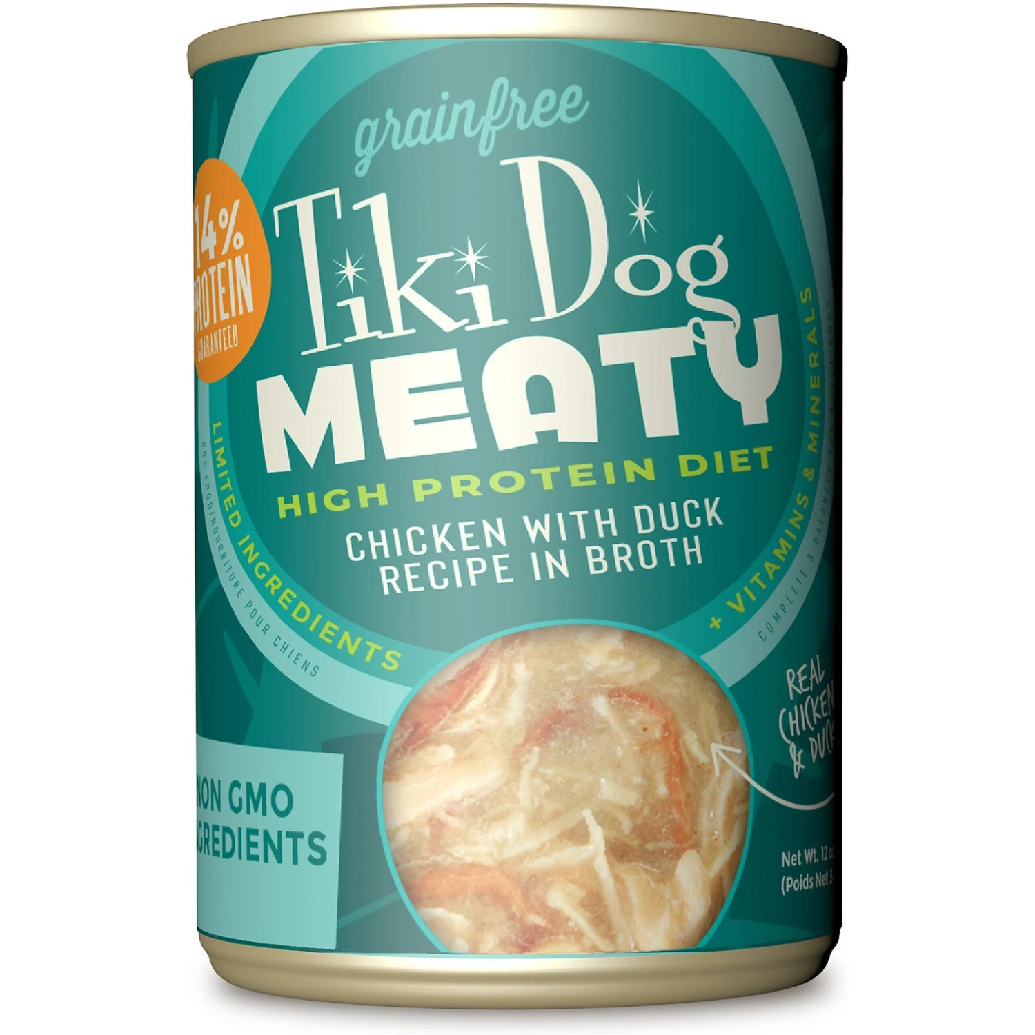 Tiki Dog Meaty Whole Foods Grain-Free Chicken & Duck Chunks In Gravy Canned Dog Food, 12-oz, Case Of 8 1 Tiki Dog Meaty Whole Foods Grain-Free Chicken & Duck Chunks In Gravy Canned Dog Food, 12-oz, Case Of 8