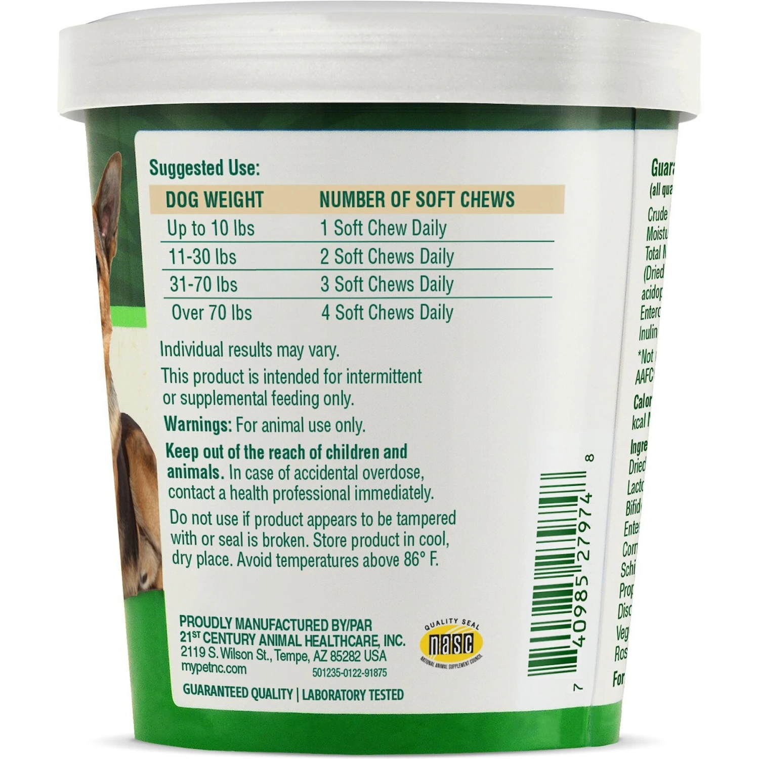 PetNC Natural Care Pre & Probiotic Soft Chews Digestive Supplement For Dogs, 120 Count 3 PetNC Natural Care Pre & Probiotic Soft Chews Digestive Supplement For Dogs, 120 Count - Image 3