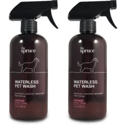 The Spruce Waterless Oatmeal Pet Wash No Rinse Moisturizing Cat & Dog Shampoo, 17-oz Bottle, 2 Pack