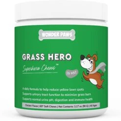 Wonder Paws Grass Hero Burn Spot Treatment & Urinary Health Soft Chews Supplement For Dogs, 60 Count