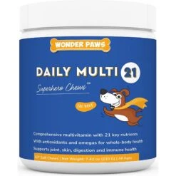 Wonder Paws Daily Multi 21 Multivitamin Soft Chews Supplement For Dogs, 60 Count