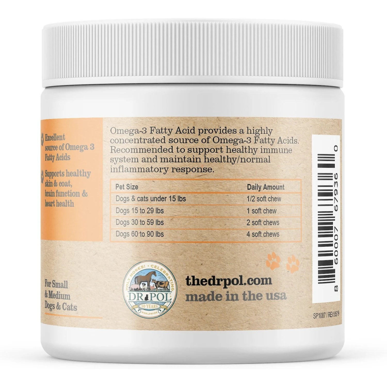 Dr. Pol Omega-3 Fatty Acid Chews Dog & Cat Supplement, 60 Count 3 Dr. Pol Omega-3 Fatty Acid Chews Dog & Cat Supplement, 60 Count - Image 3