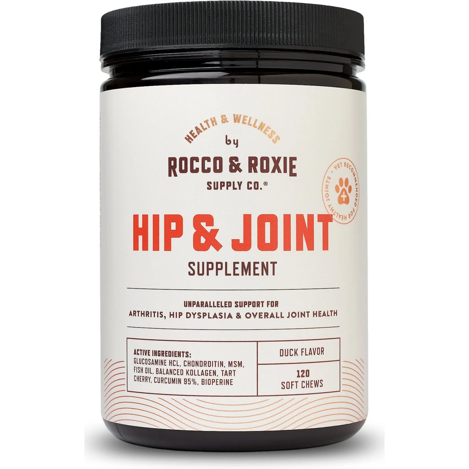 Rocco & Roxie Supply Co. Duck Flavor Hip & Joint Dog Supplement, 120 Count 1 Rocco & Roxie Supply Co. Duck Flavor Hip & Joint Dog Supplement, 120 Count