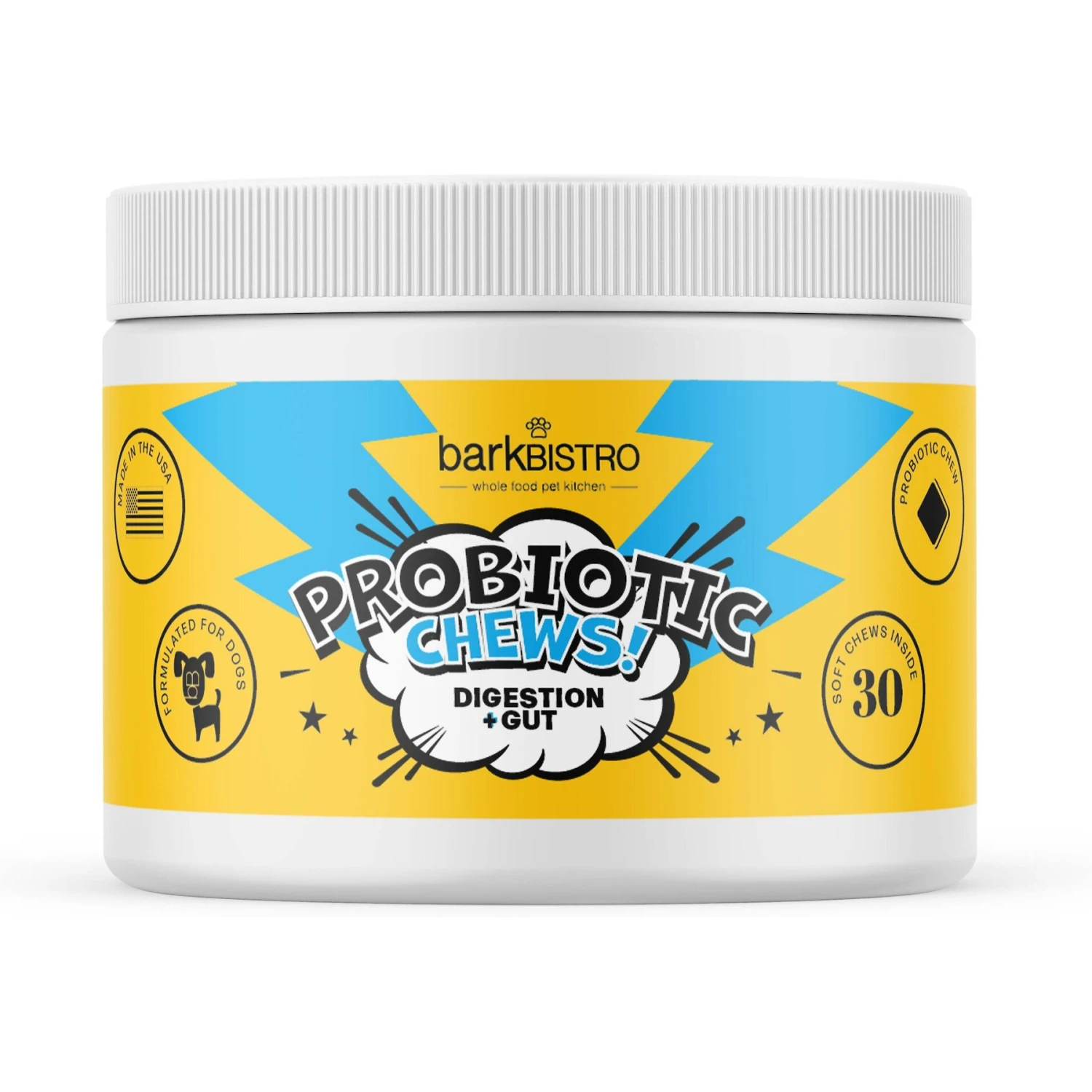 Bark Bistro Company Probiotic Chews! Soft Chews Digestive Supplement For Dogs, 30 Count 1 Bark Bistro Company Probiotic Chews! Soft Chews Digestive Supplement For Dogs, 30 Count