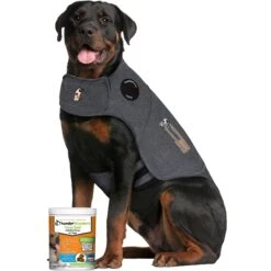 ThunderShirt Classic Anxiety & Calming Vest For Dogs, Heather Grey & ThunderWunders Hemp Calming Dog Chews
