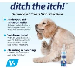Vetnique Labs Dermabliss Anti-Bacterial & Anti-Fungal Ketoconazole Dog & Cat Spray, 8-oz Bottle -Pet Wellness 528590 PT2. AC SS1800 V1701881110