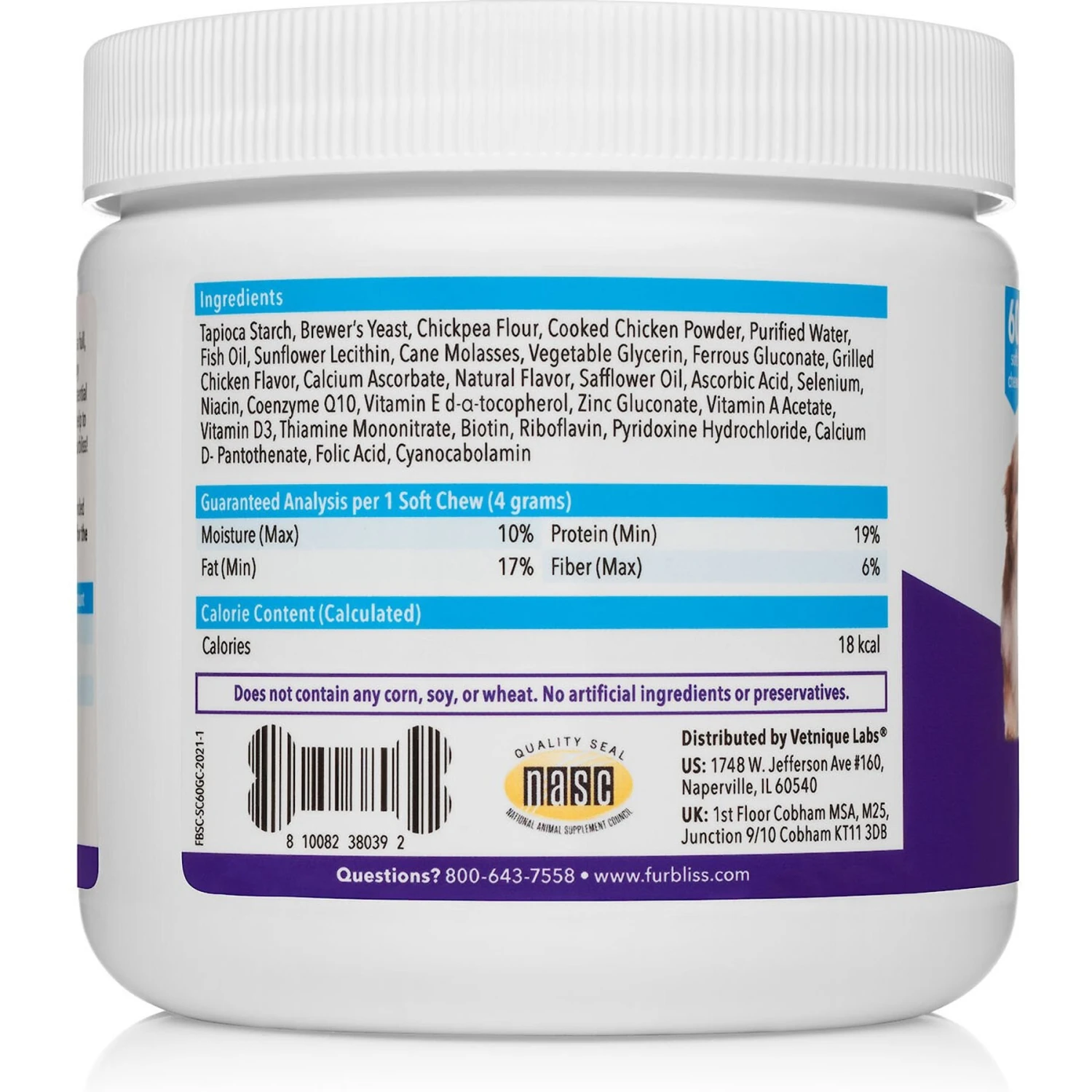 Vetnique Labs Furbliss Skin & Coat Daily Omega Soft Grilled Chicken Dog Supplements 2 Vetnique Labs Furbliss Skin & Coat Daily Omega Soft Grilled Chicken Dog Supplements - Image 2
