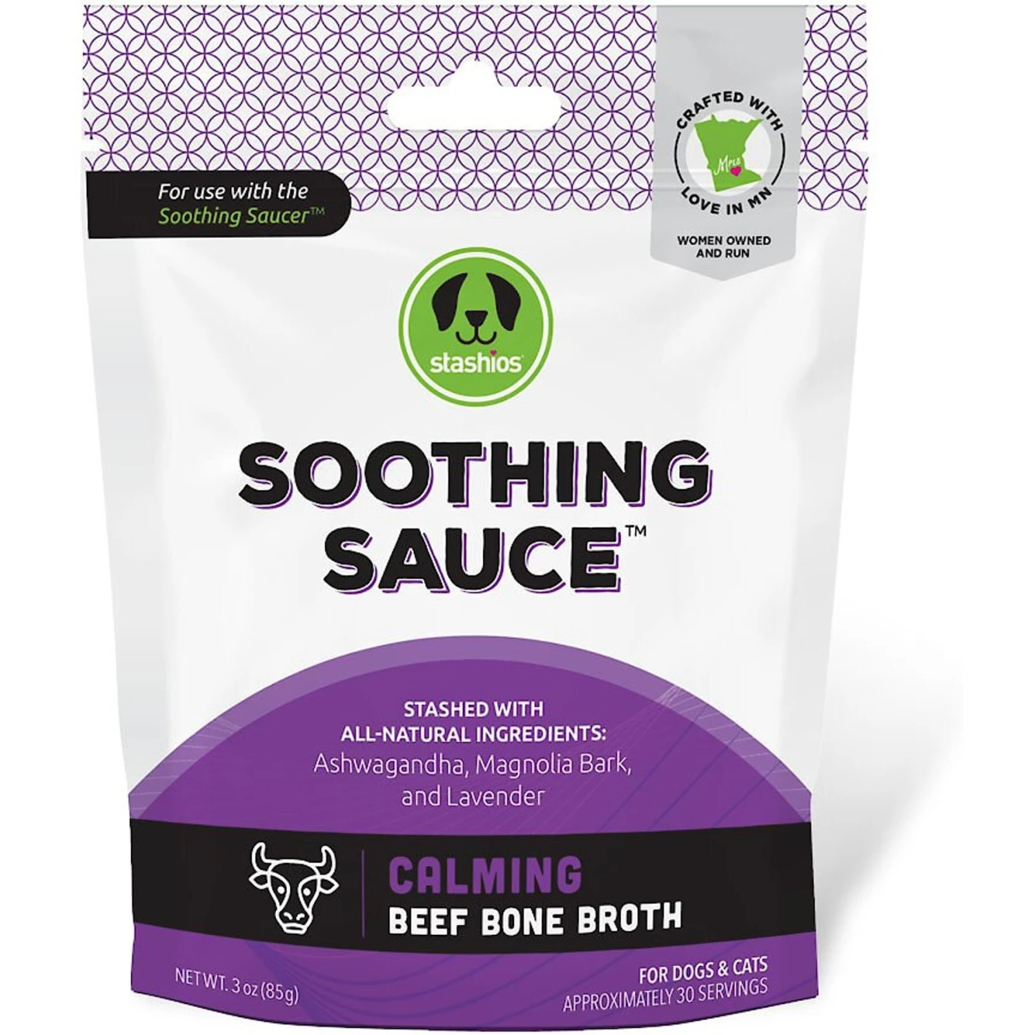 Stashios Soothing Sauce Beef Flavor Calming Powder Supplement For Dogs & Cats, 3-oz Bag 1 Stashios Soothing Sauce Beef Flavor Calming Powder Supplement For Dogs & Cats, 3-oz Bag