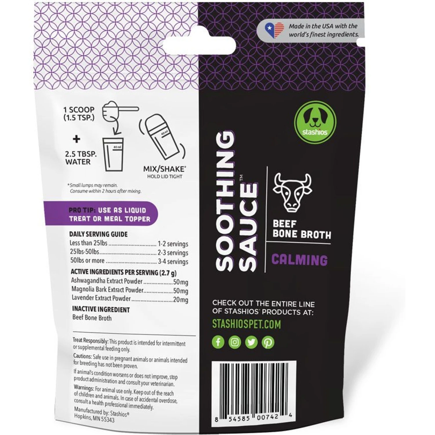 Stashios Soothing Sauce Beef Flavor Calming Powder Supplement For Dogs & Cats, 3-oz Bag 2 Stashios Soothing Sauce Beef Flavor Calming Powder Supplement For Dogs & Cats, 3-oz Bag - Image 2