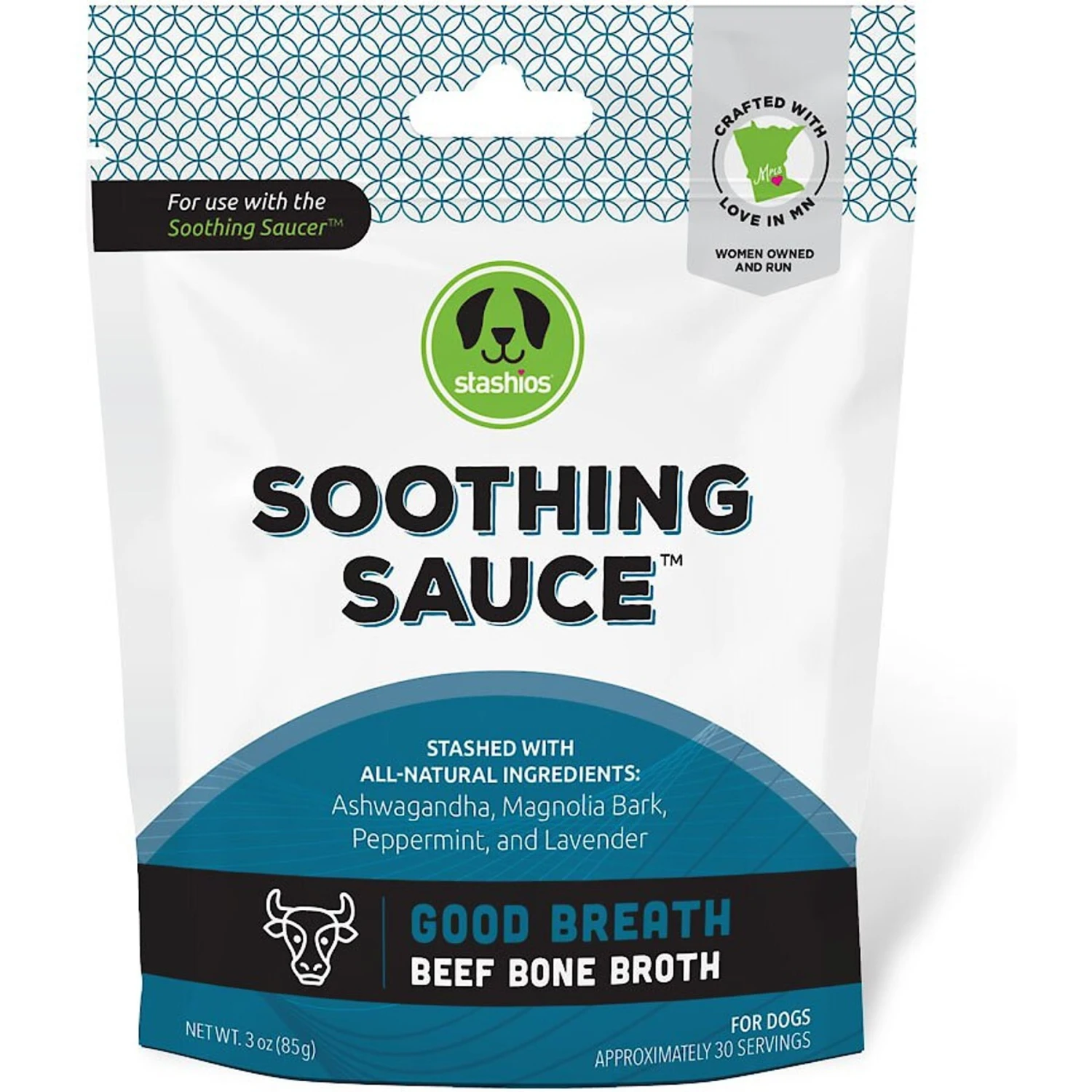 Stashios Soothing Sauce Beef Flavor Good Breath Powder Supplement For Dogs & Cats, 3-oz Bag 1 Stashios Soothing Sauce Beef Flavor Good Breath Powder Supplement For Dogs & Cats, 3-oz Bag