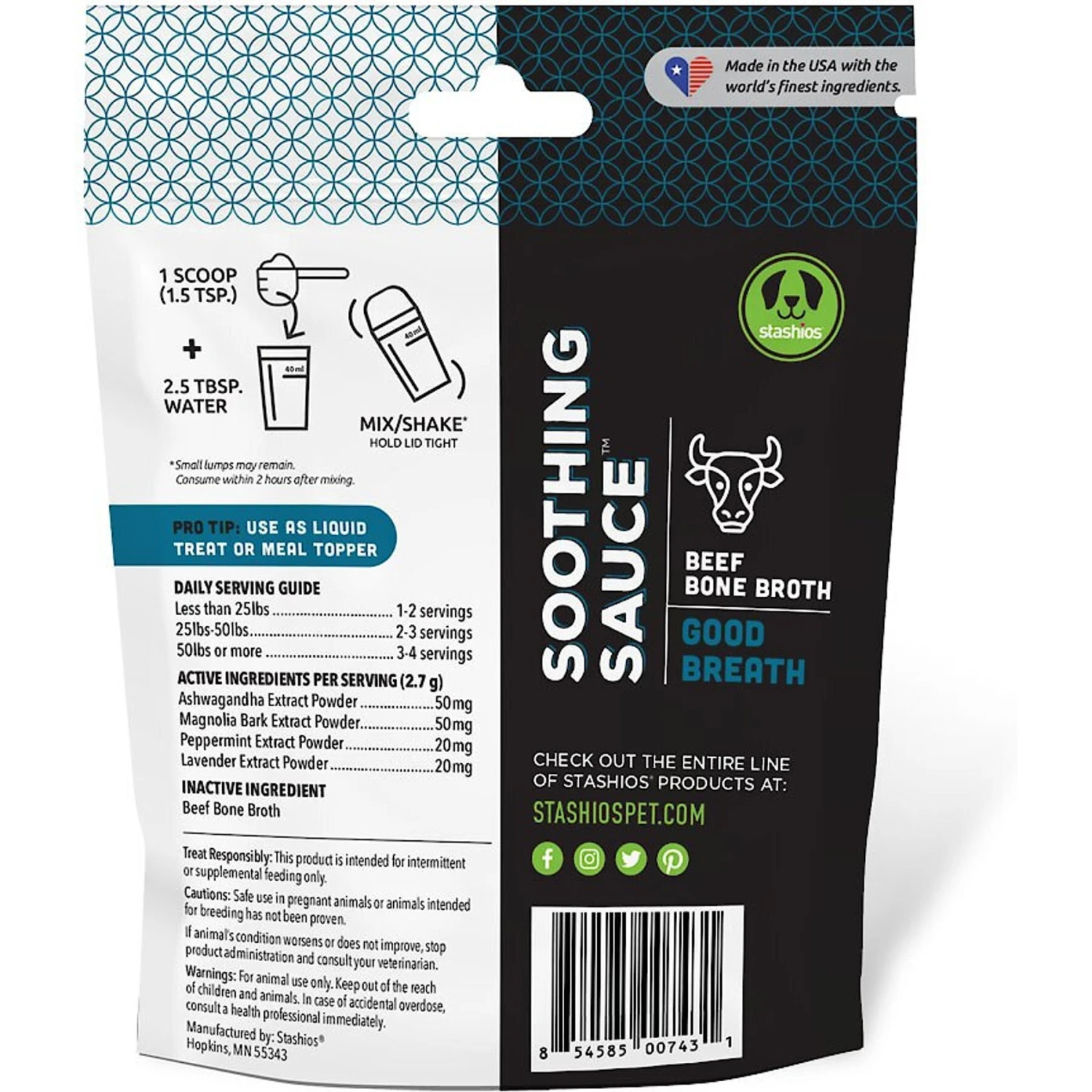 Stashios Soothing Sauce Beef Flavor Good Breath Powder Supplement For Dogs & Cats, 3-oz Bag 2 Stashios Soothing Sauce Beef Flavor Good Breath Powder Supplement For Dogs & Cats, 3-oz Bag - Image 2