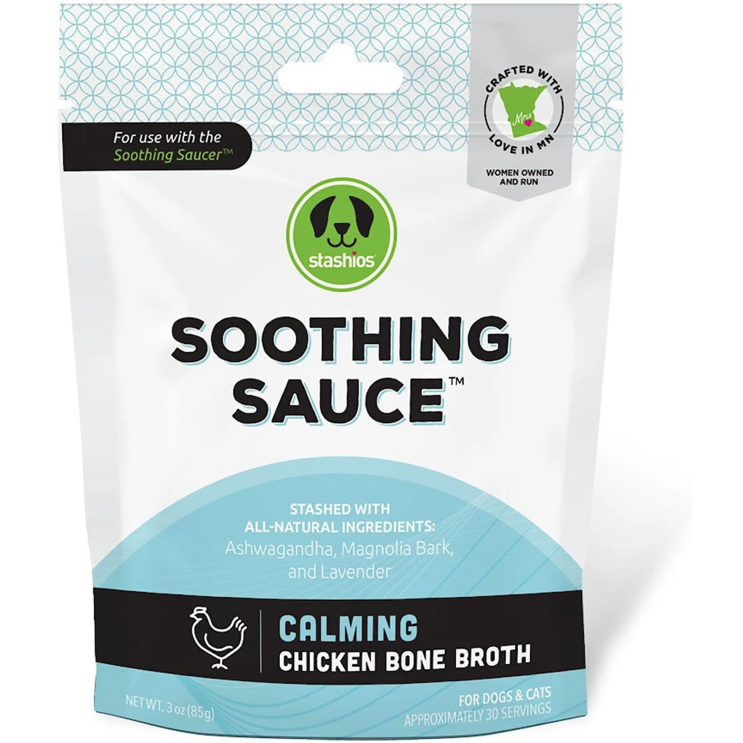 Stashios Soothing Sauce Chicken Flavor Calming Powder Supplement For Dogs & Cats, 3-oz Bag 1 Stashios Soothing Sauce Chicken Flavor Calming Powder Supplement For Dogs & Cats, 3-oz Bag