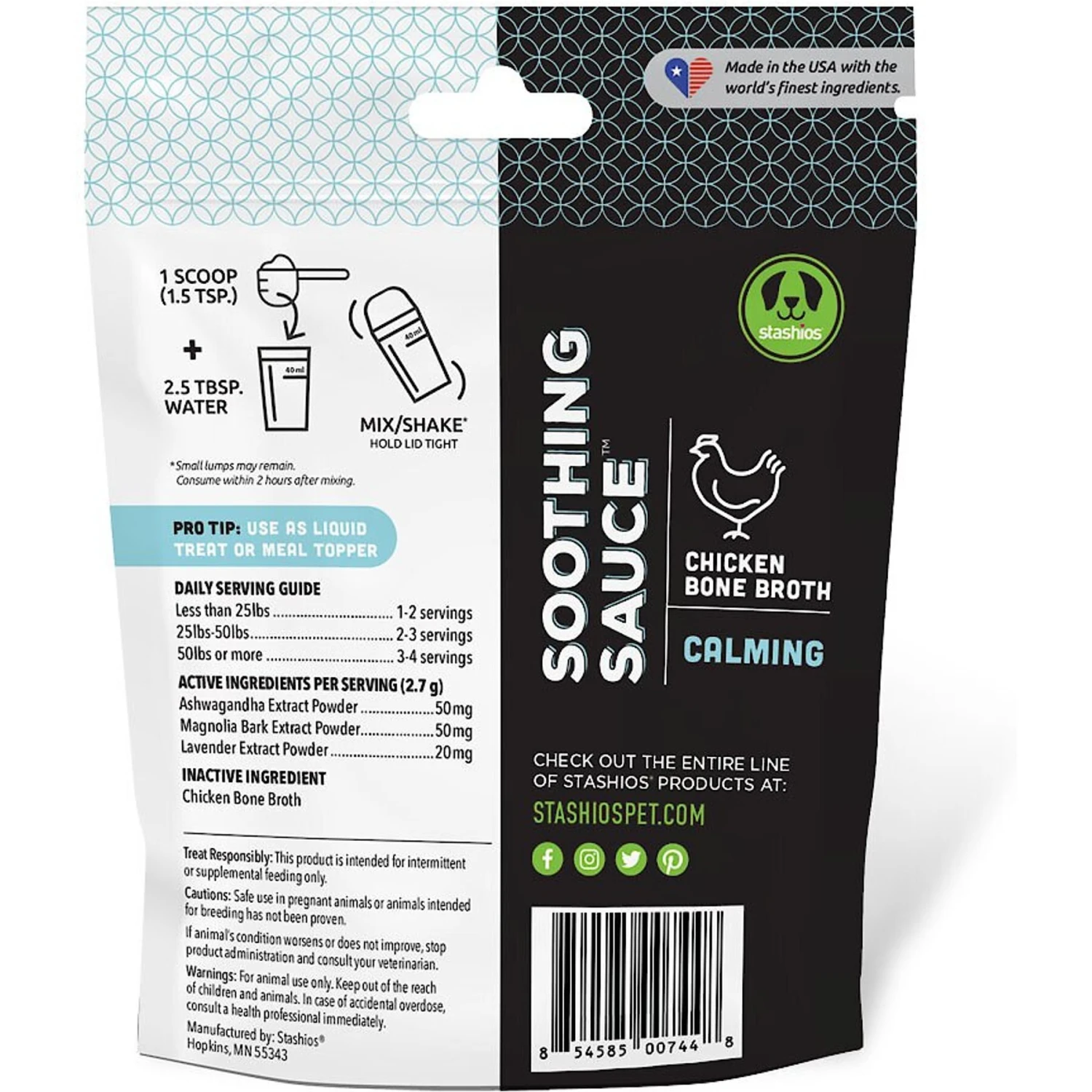 Stashios Soothing Sauce Chicken Flavor Calming Powder Supplement For Dogs & Cats, 3-oz Bag 2 Stashios Soothing Sauce Chicken Flavor Calming Powder Supplement For Dogs & Cats, 3-oz Bag - Image 2