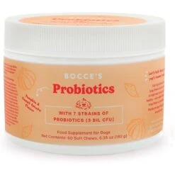 Bocce's Bakery Probiotics Soft Chew Digestive Supplement For Dogs, 60 Count