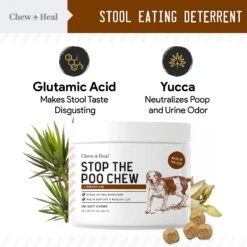 Chew + Heal Stop The Poo Soft Chew Coprophagia & Digestive Supplement For Dogs, 120 Count -Pet Wellness 537070 PT2. AC SS1800 V1652394403