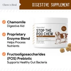 Chew + Heal Stop The Poo Soft Chew Coprophagia & Digestive Supplement For Dogs, 120 Count -Pet Wellness 537070 PT4. AC SS1800 V1652390526